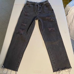 Ripped Black PacSun high waisted straight leg jeans size 27.